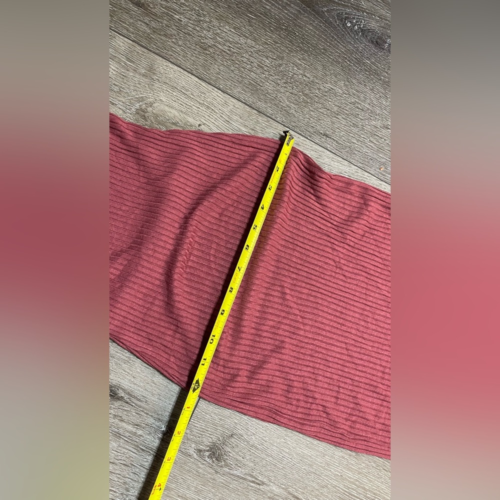 A+ Ellen Red Ribbed Bodycon Dress Mock Neck - Picture 6 of 7